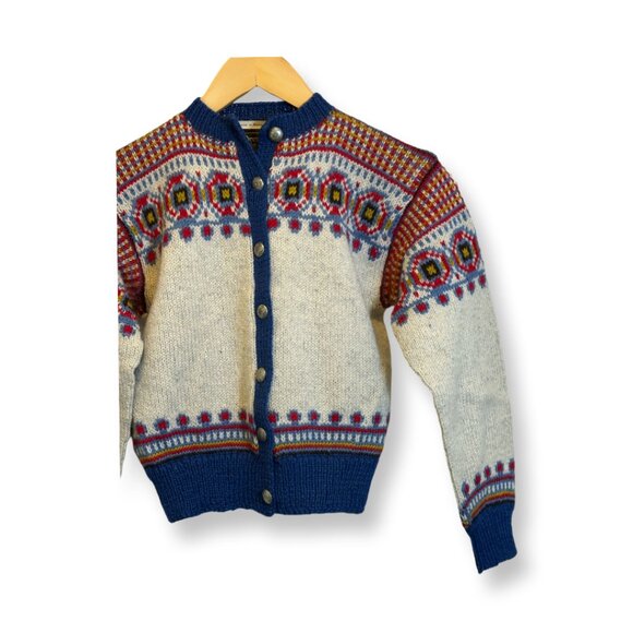 Vintage 80's Brodrene Hallen Oslo Norway Blue Wool Sweater Women's S - Picture 2 of 16